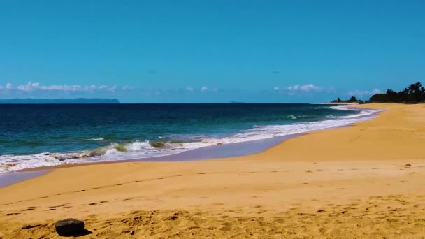 Hawaii Kauai Cámara Lenta Estática Amplia Toma Las Olas Del — Vídeo de stock