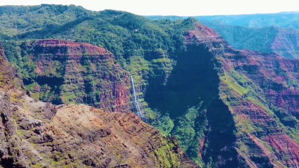 Hawaii Kauai Yavaş Çekim Waimea Kanyonu Nun Geniş Açılı Görüntüsü — Stok video