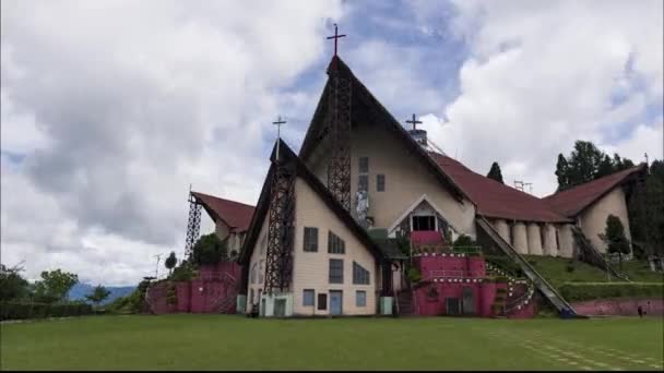 Plano Hiperlapso Del Edificio Iglesia Catedral Kohima Que Caracteriza Por — Vídeos de Stock
