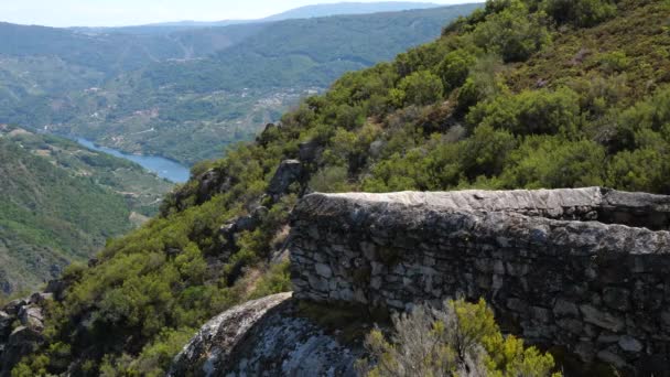 Vigia Histórica Pacífica Sobre Ribeira Sacra Espanha Ainda Baleada — Vídeo de Stock