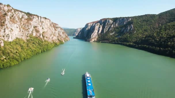 Drone Aérien Estival Des Gorges Danube Serbie Avec Une Impressionnante — Video