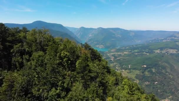 Arial View Mountain Tara Drina River Serbia Drone Flying Clean — Stock Video