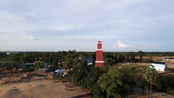 Torre Vigia Francesa Colonial Margem Rio Mekong Kampong Cham Camboja — Vídeo de Stock