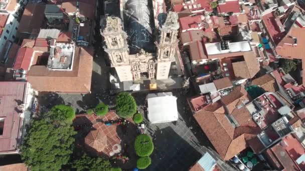 Vista Superior Parque Catedral Tasco México Você Pode Ver Casas — Vídeo de Stock