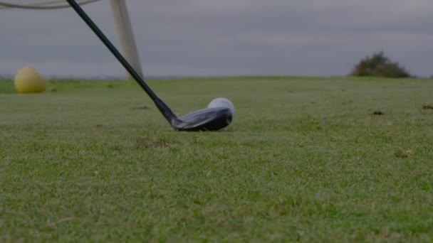 Golf Kulübü Golf Topunu Tee Yakından Vuruyor — Stok video