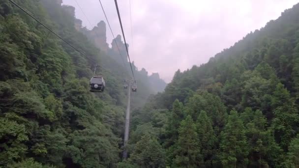 Kabel Bil Till Toppen Den Fantastiska Tianzi Bergen Zhangjiajie Nationalpark — Stockvideo