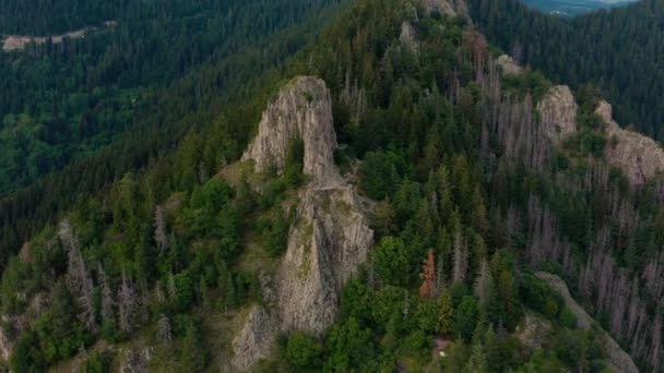 Flying Rhodope Mountains View Bride Rocks Eastern Europe — Stock Video