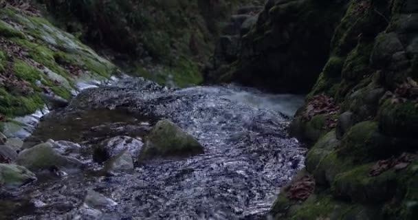 Zimowa Rzeka Przepływająca Przez Meczetowe Skały Slomo — Wideo stockowe