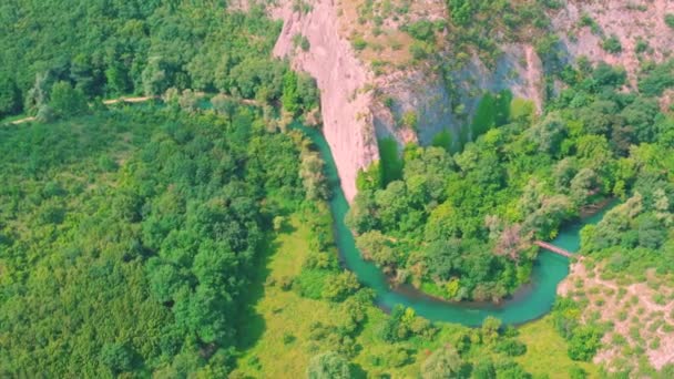 Uitzicht Vanuit Lucht Het Iskar Panega Geopark Langs Gold Panega — Stockvideo