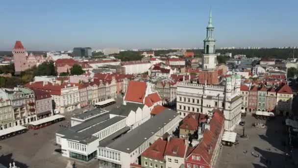 Poznan Eski Kasabası Nın Ana Meydanı Poznan Meydanı Nda Hava — Stok video