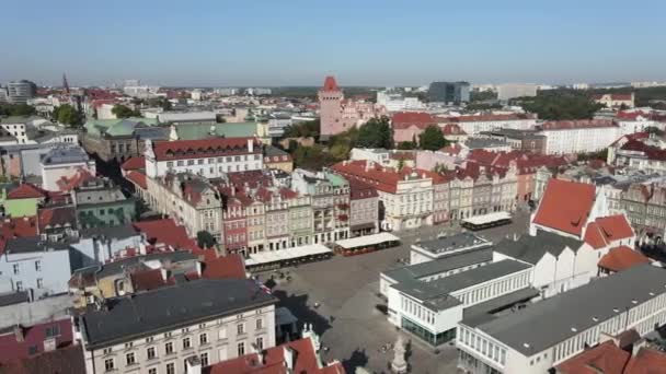 Dron Pořízen Starém Náměstí Poznani Polsku Barevné Budovy Nacházejí Hlavním — Stock video