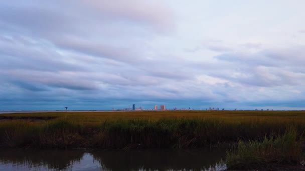 Motionlapse Poêle Droite Gauche Centre Tenir Atlantic City Skyline Dans — Video