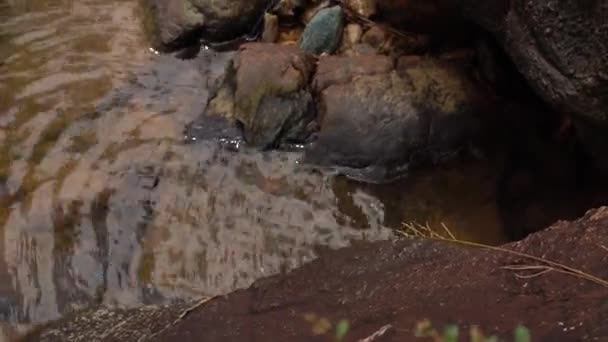Woda Przepływa Przez Kamienie Woda Między Skałami Strumień Wody Fale — Wideo stockowe