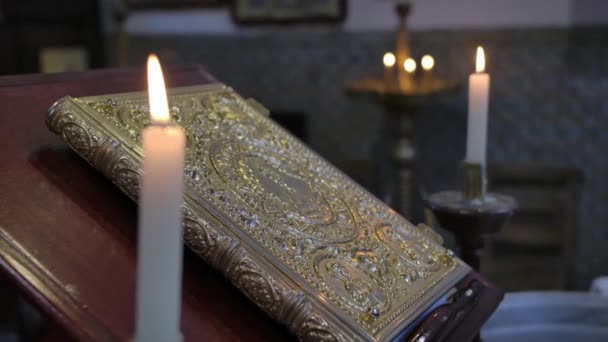 Stechpalmen Und Kerzen Der Kirche — Stockvideo