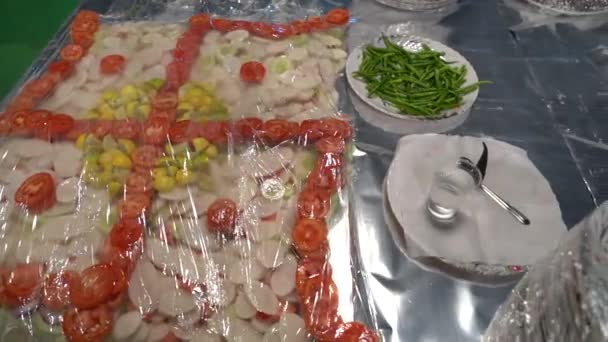 Dehradun Uttarakhand India Indian Wedding Corona Pandemic Salad Dinner Arrangement — Stock Video