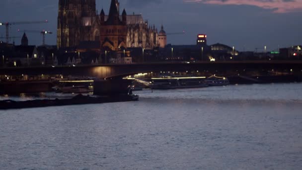 Cologne Skyline Avec Cathédrale Eau Cologne Gro Martin Zoo Bridge — Video