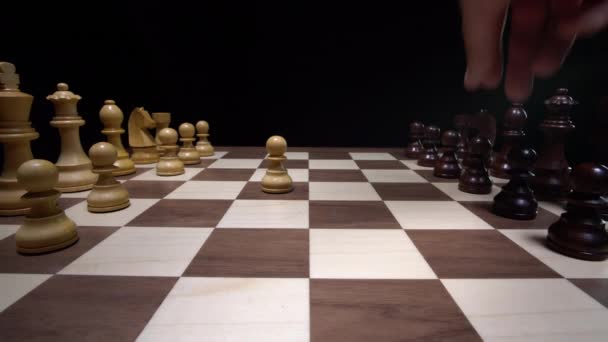 White Playing Queens Gambit Chess Opening Deep Strategic Chess Game — Stock Video