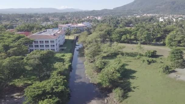 Drone Över Resort Gård Mark Flygfoto Dominikanska Republiken Puerto Plata — Stockvideo