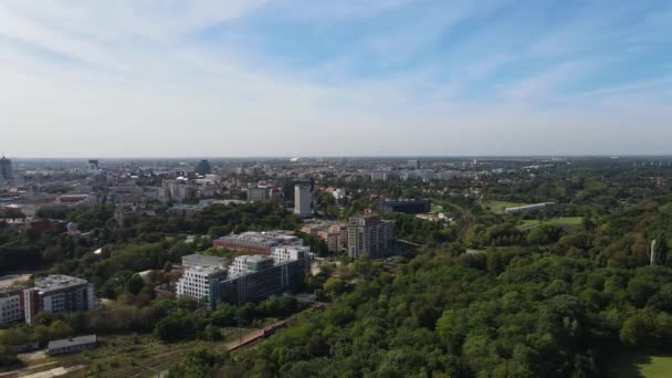 Poznan Vista Desde Parque Cytadela Ciudad Poznan Polonia Con Parque — Vídeos de Stock