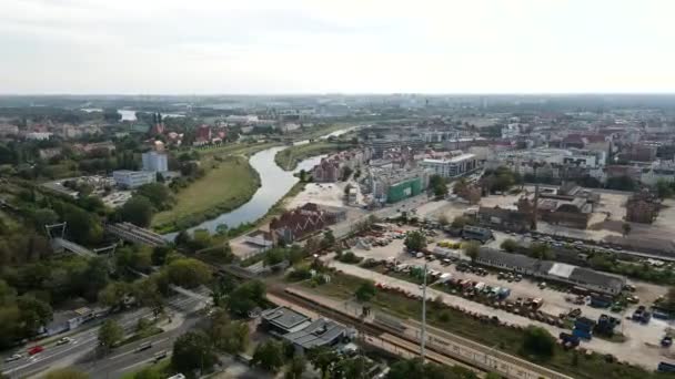 Vue Ronde Quartier Poznan Garbary Magnifique Poznan Drone Drone Ville — Video