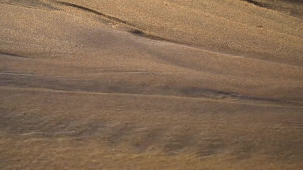 Küstensanderosion Strand Nach Starkem Regen Als Sich Das Wasser Seinen — Stockvideo