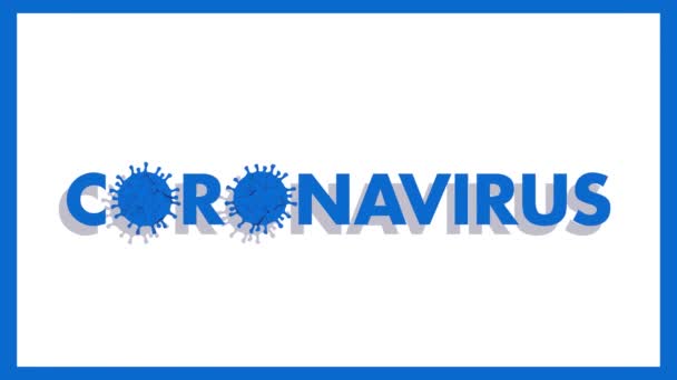 Corona Virüs Hücreleri Beyaz Arka Planda Mavi Sınırda Dönüyorlar Covid — Stok video