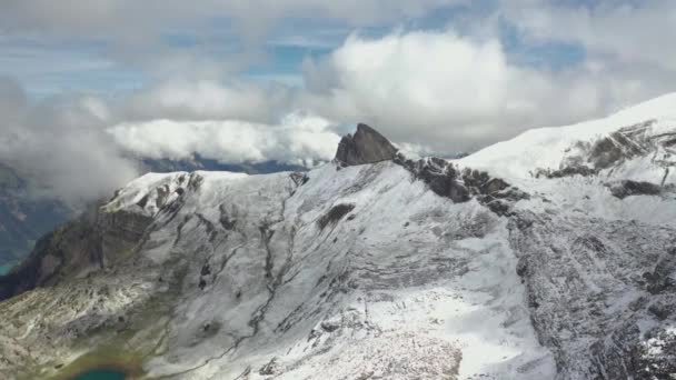 Drone Shot Moving Backwards Revealing Gorgeous Landscape Wild Outdoors Switzerland — Stock Video