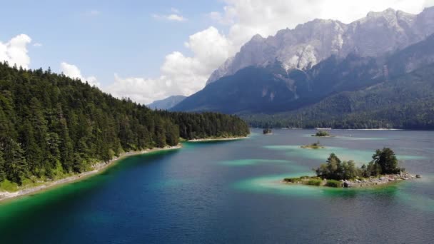 Vista Panorámica Lago Eibsee Alemania — Vídeos de Stock
