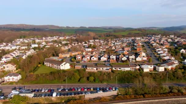 Panela Aérea North Wales Village Glan Conwy Colwyn Bay — Vídeo de Stock