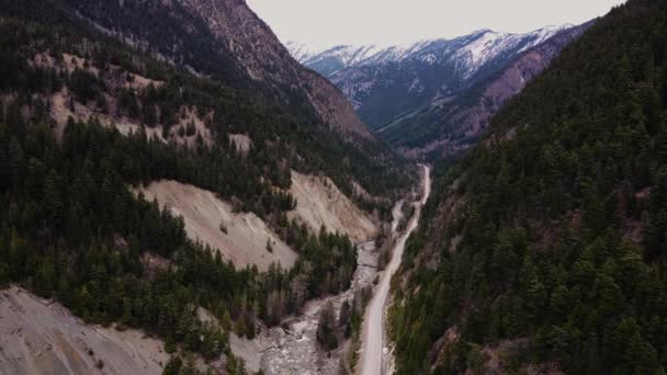 Aerial Drone Shot Landscape Duffey Lake British Columbia Canada — Vídeos de Stock