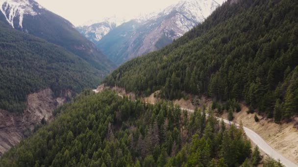 Rising Air Drone Shot Mountain Road Duffey Lake British Columbia — Stock video