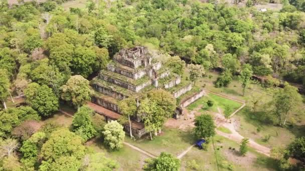 Angkor Tempel Antenn Prang Koh Ker Pyramid Tempel Inbäddat Den — Stockvideo