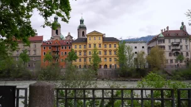 Old Buildings Sights River Inn City Centre Innsbruck Austria Capital — Stock Video