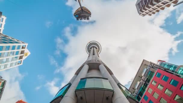 Time Lapse Clouds Movendo Acima Sky Tower Auckland Nova Zelândia — Vídeo de Stock