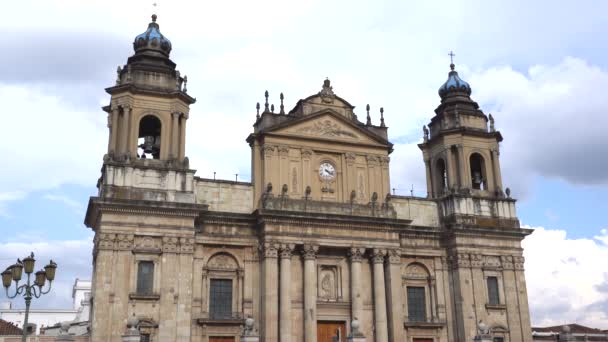 危地马拉国家大教堂 危地马拉大教堂侧视图 — 图库视频影像