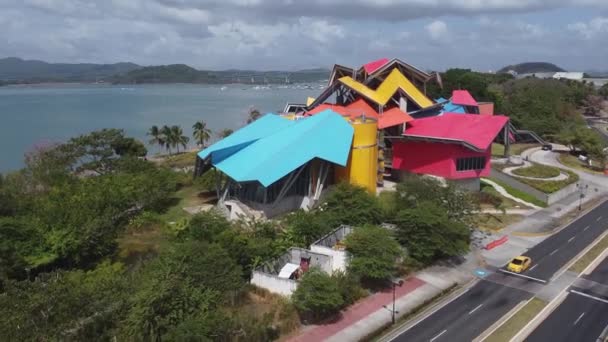 Architettura Colore Visivi Sorprendenti Dell Edificio Biomuseo Panama — Video Stock