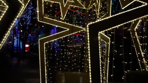 Kerstmis Light Show Star Box Loop Door — Stockvideo