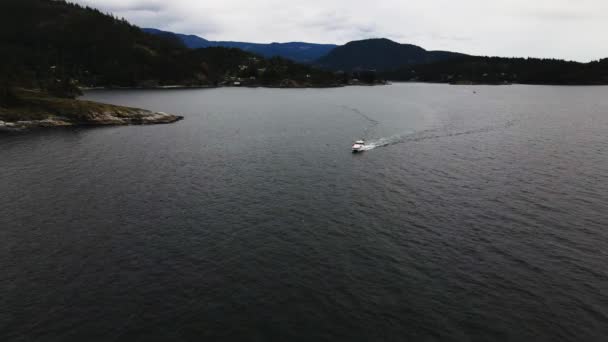 Vue Aérienne Bateau Extérieur Pender Harbour Colombie Britannique — Video