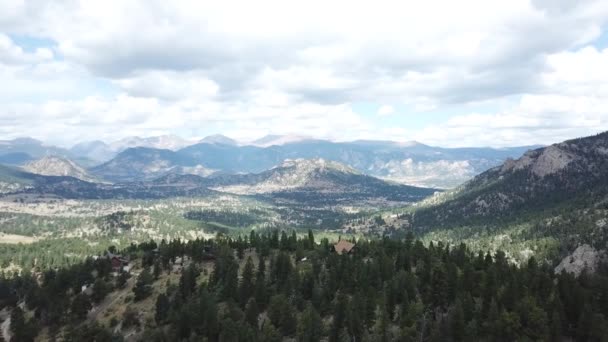 Beautiful Aerial Drone Shot Winter Mountains Spring Colorado Zoom — Stock Video