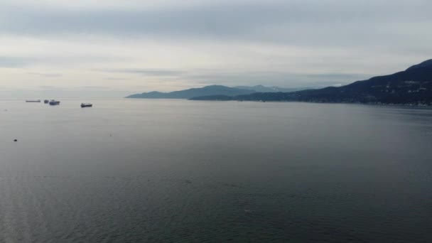 Stanley Park View Burrard Inlet Montanhas — Vídeo de Stock