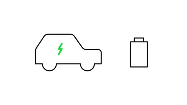 电动汽车电池充电 插在电动汽车上的绿色技术 — 图库视频影像