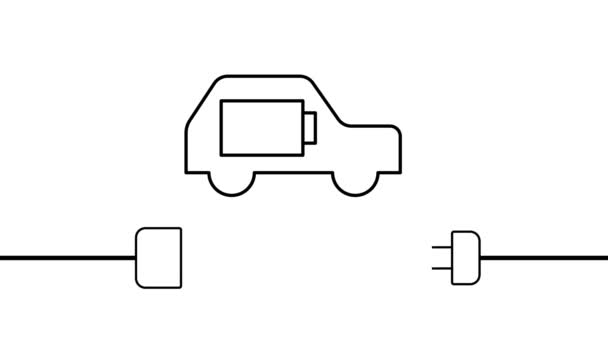 电动汽车插座和充电 绿色科技运动图解 — 图库视频影像