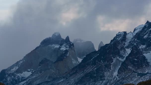 Nuages Roulants Cuernos Del Paine Pics Granit Chili Pan Droite — Video