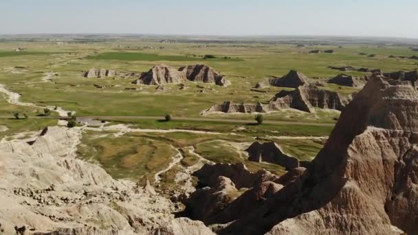 Paisagem Parque Nacional Badlands Dakota Sul Eua Drone Vista Aérea — Vídeo de Stock