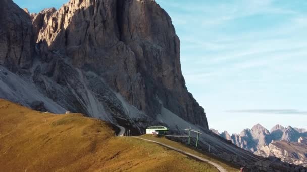 Pôr Sol Outono Estância Esqui Fechada Val Gardena Dolomites Itália — Vídeo de Stock