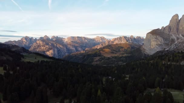 Seceda Stevia Und Cirspitzen Den Dolomiten Schönes Panorama Südtirol Bei — Stockvideo