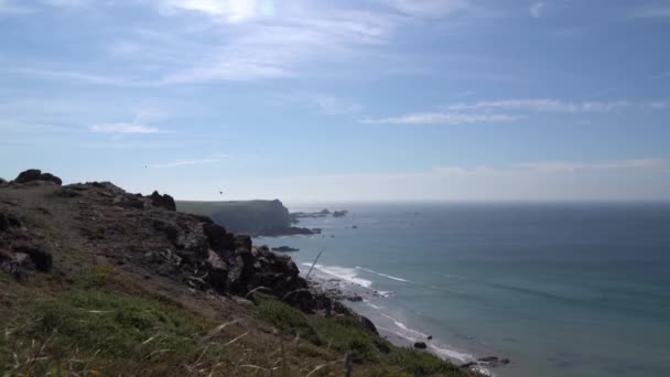 Kynance Coven Lähellä Olevat Kalliot Cornwallissa Yhdistyneessä Kuningaskunnassa — kuvapankkivideo