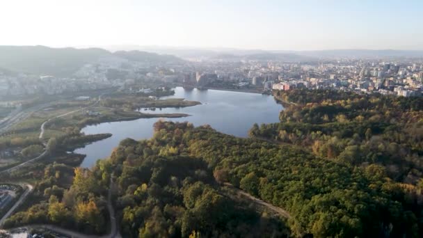 Gran Vista Del Lago Tirana Liqen Con Dron — Vídeos de Stock