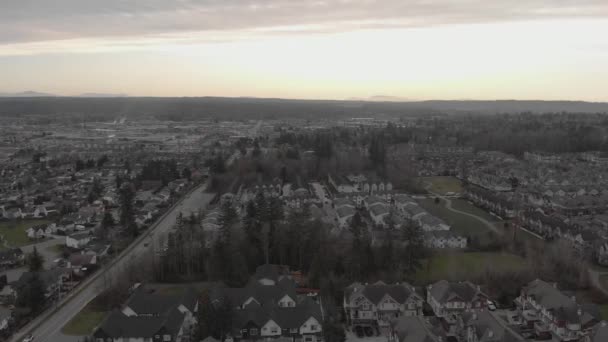 Vista Aérea Ampla Sobrevoando Bairro Suburbano Cheio Casas Cidade Áreas — Vídeo de Stock