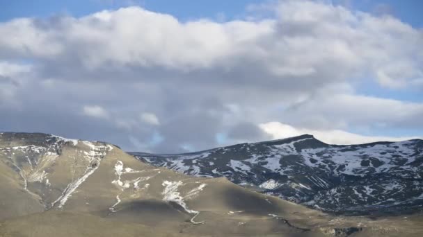 Nuvens Rolando Sobre Torres Del Paine Montanha Paisagem Lapso Tempo — Vídeo de Stock